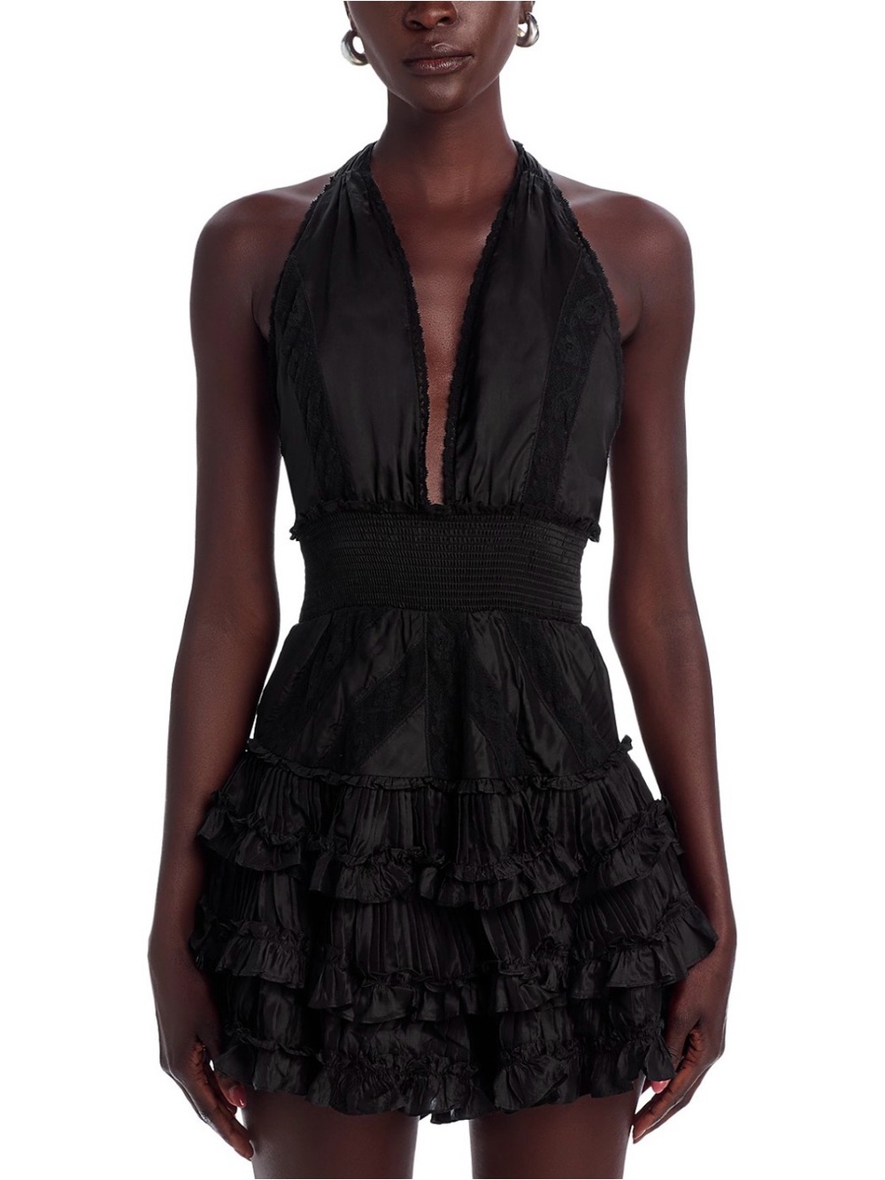 LoveShackFancy Black Halter Ruffle Mini Dress - Picture 2 of 4